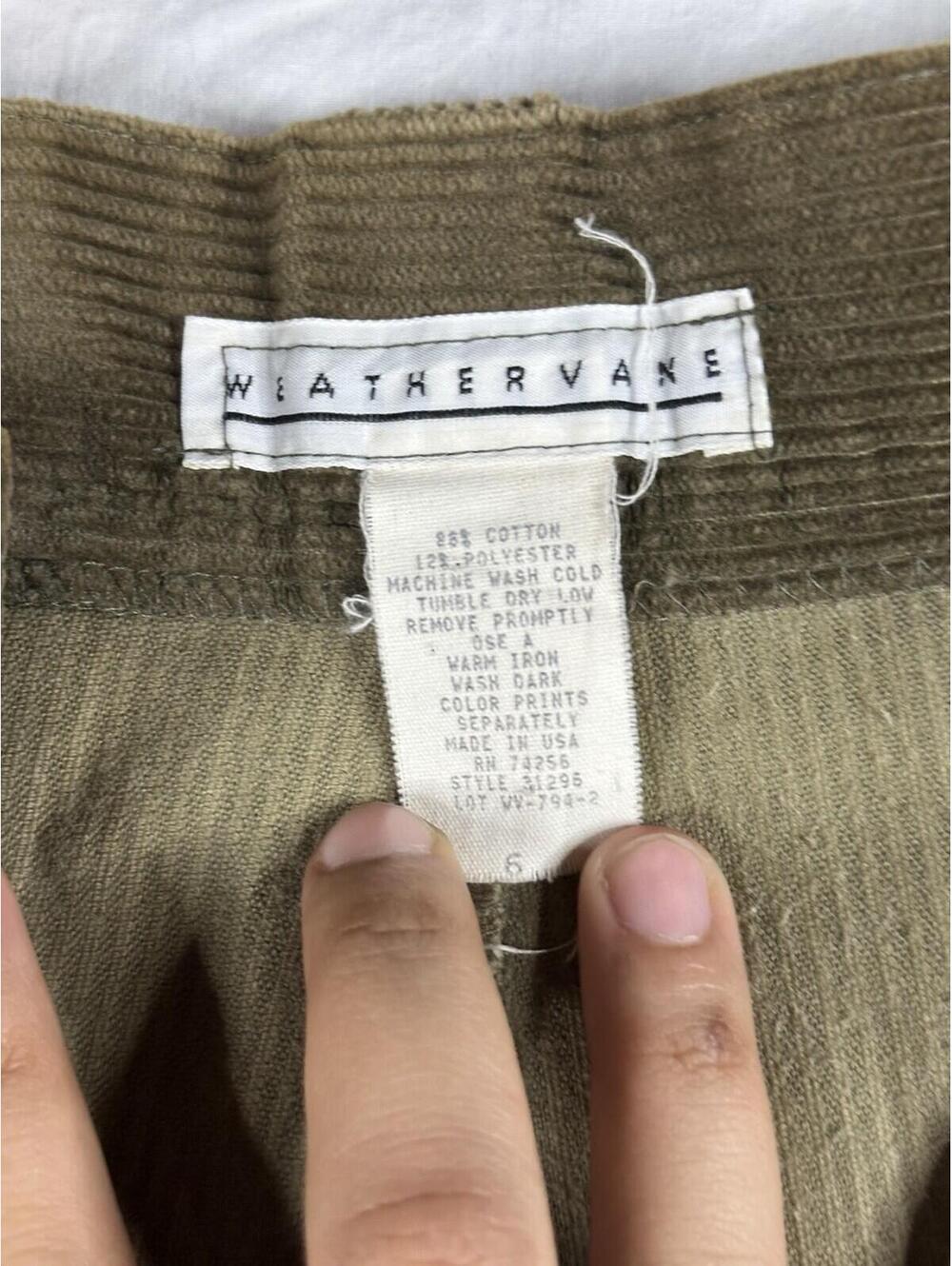 ✨🌿 Vintage Weathervane USA Olive Corduroy High Waist Pleated Pants Size 6🌿✨ - Picture 6 of 16